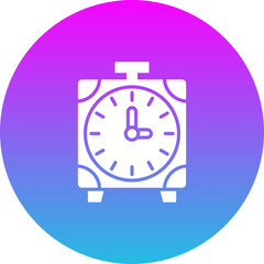 Alarm Clock Gradient Circle Glyph Inverted Icon