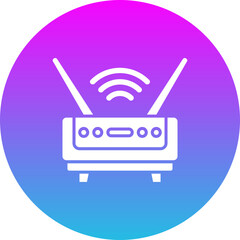 Wifi Router Gradient Circle Glyph Inverted Icon