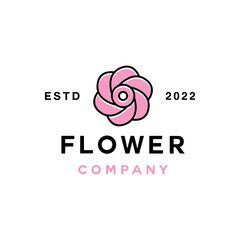 Pink Rose Flower Logo vector design graphic emblem