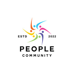 Fototapeta na wymiar Colorful circle People Logo vector design graphic emblem