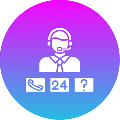 Call Center Gradient Circle Glyph Inverted Icon