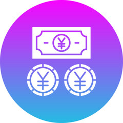 Yen Currency Gradient Circle Glyph Inverted Icon
