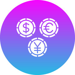 Currencies Gradient Circle Glyph Inverted Icon
