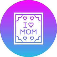 I Love Mom Gradient Circle Glyph Inverted Icon