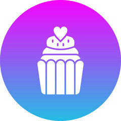 Cupcake Gradient Circle Glyph Inverted Icon