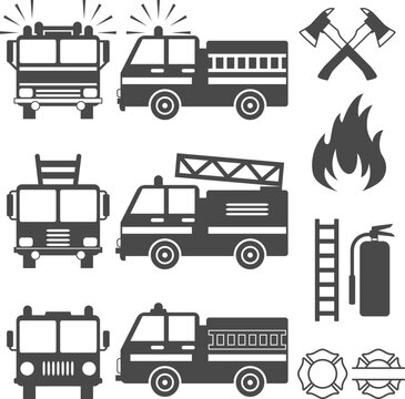 vector fire truck set