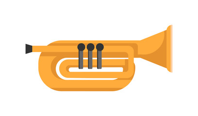 French horn or Saxophone, isolated wind musical instruments for performing concerts and playing classical compositions. Vector in flat cartoon style illustration