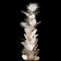 Obraz premium wedding decor and wedding decorations, dried flowers installation, pampas grass, dry palm branches, reeds, wedding arch and decor on black background