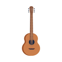 Obraz premium String musical instrument, isolated icon of acoustic guitar for playing. Practicing and performing, composing songs music tool. Vector in flat cartoon style