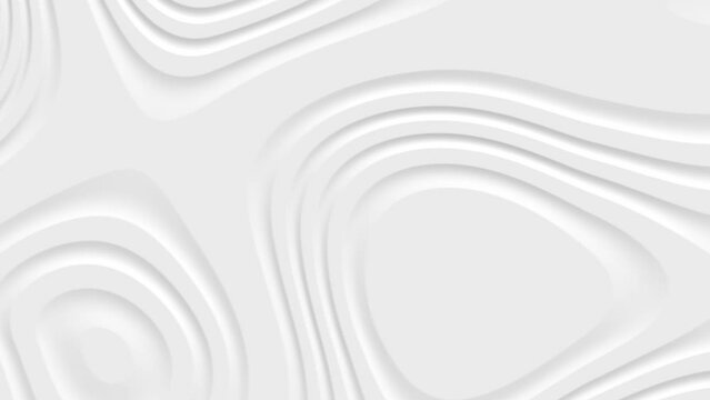 3D animation - Looped animated white abstract flat surface with modern swirly shapes