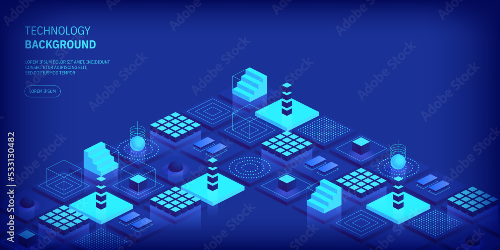 Aufkleber technologies background concept. abstract futuristic cubes design and different geometric shapes. di