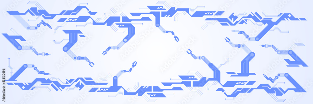 Poster hi-tech digital technology and engineering theme industry 4.0 intelligence technology with robotic a