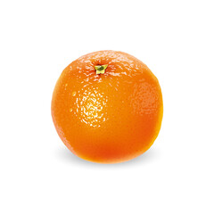 Fresh unpeeled orange on a white background.