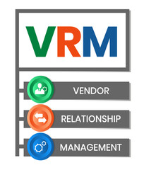 VRM - Vendor Relationship Management. business concept background. Vector illustration for website banner, marketing materials, business presentation, online advertising.