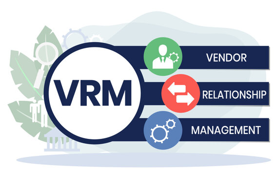 VRM - Vendor Relationship Management. business concept background. Vector illustration for website banner, marketing materials, business presentation, online advertising.