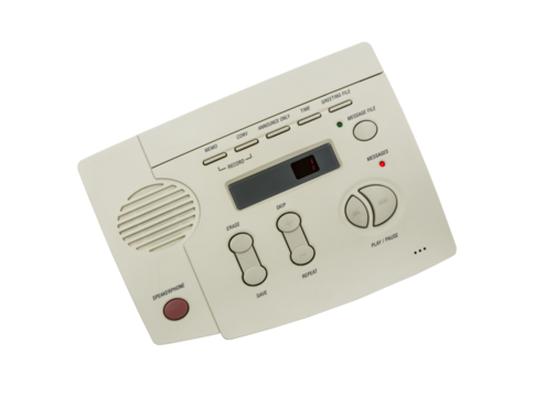 Vintage telephone answering machine isolated.