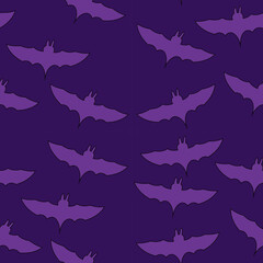 Obraz premium Halloween retro seamless pattern with bats. Psychedelic halloween seamless dark background.