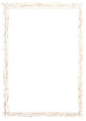 Obraz premium Golden glittery scratched frame on a transparent background. Digital artwork, a4.