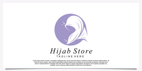 Hijab style logo design template with unique concept Premium Vector