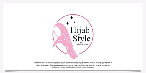 Hijab style logo design template with unique concept Premium Vector