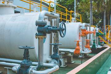 Refinery plant equipment for pipe many colors line oil and tank at plant oil