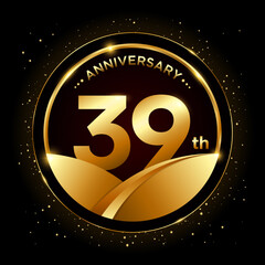 39th anniversary, Golden anniversary template design. Logo vector illustration
