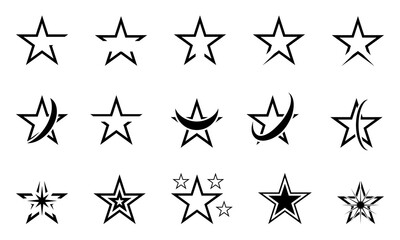 Star vector icons set. Shine symbol illustration. Star light sparkle collection