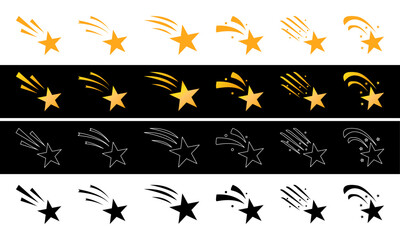 falling star set. Flat and minimal style illustration, line for design elements