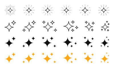 Star vector icons set. Shine symbol illustration. Star light sparkle collection