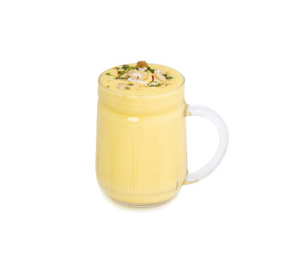 Indian Sweet Drink Lassi or Lassie on White Background