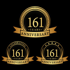 161 years anniversary logo collections. Set of 161st Anniversary logotype template. Vector and illustration. 