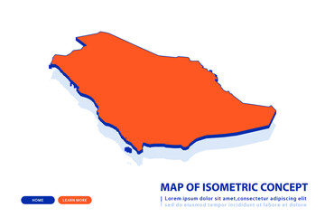 Orange map of Saudi Arabia on white background. Vector modern isometric concept greeting Card illustration eps 10.