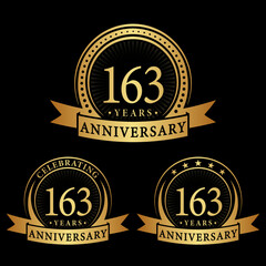 163 years anniversary logo collections. Set of 163rd Anniversary logotype template. Vector and illustration. 