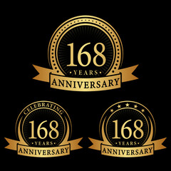 168 years anniversary logo collections. Set of 168th Anniversary logotype template. Vector and illustration. 