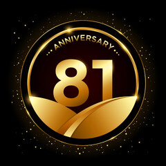 81th anniversary, Golden anniversary template design. Logo vector illustration