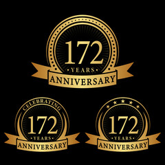 172 years anniversary logo collections. Set of 172nd Anniversary logotype template. Vector and illustration. 