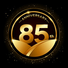 85th anniversary, Golden anniversary template design. Logo vector illustration