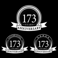 173 years anniversary logo collections. Set of 173rd Anniversary logotype template. Vector and illustration. 