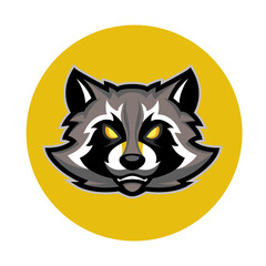 wild raccoon head cartoon vector silhouette