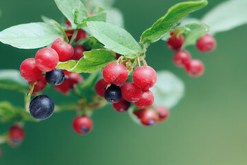 Berries of Eleutherococcus senticosus in nature