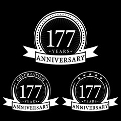 177 years anniversary logo collections. Set of 177th Anniversary logotype template. Vector and illustration. 