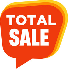 Speech bubble with total Sale text. flat cartoon trend modern logotype graphic design isolated on white background