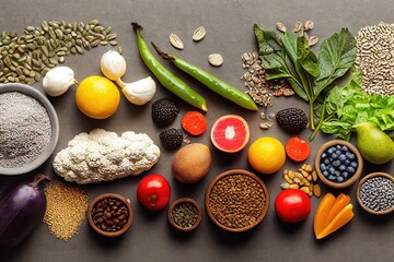 Fototapeta na wymiar Healthy food clean eating selection fruit vegetables