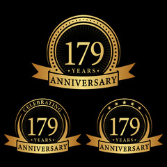 179 years anniversary logo collections. Set of 179th Anniversary logotype template. Vector and illustration. 