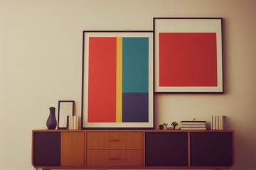 Poster frame mockup in home interior