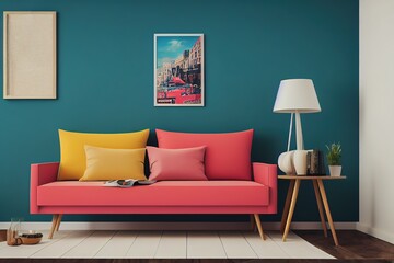 Poster frame mockup in home interior