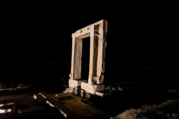 Portara at Chora of Naxos at night, Cyclades, Greece