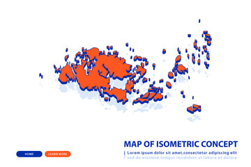 Orange map of Aland Islands on white background. Vector modern isometric concept greeting Card illustration eps 10.