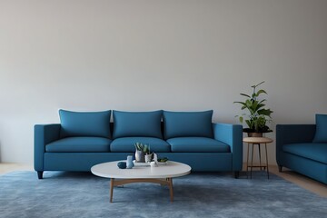 very huge_Luxury living room and blue sofa