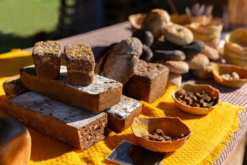 Freshly baked handmade artisan bread at the fair.